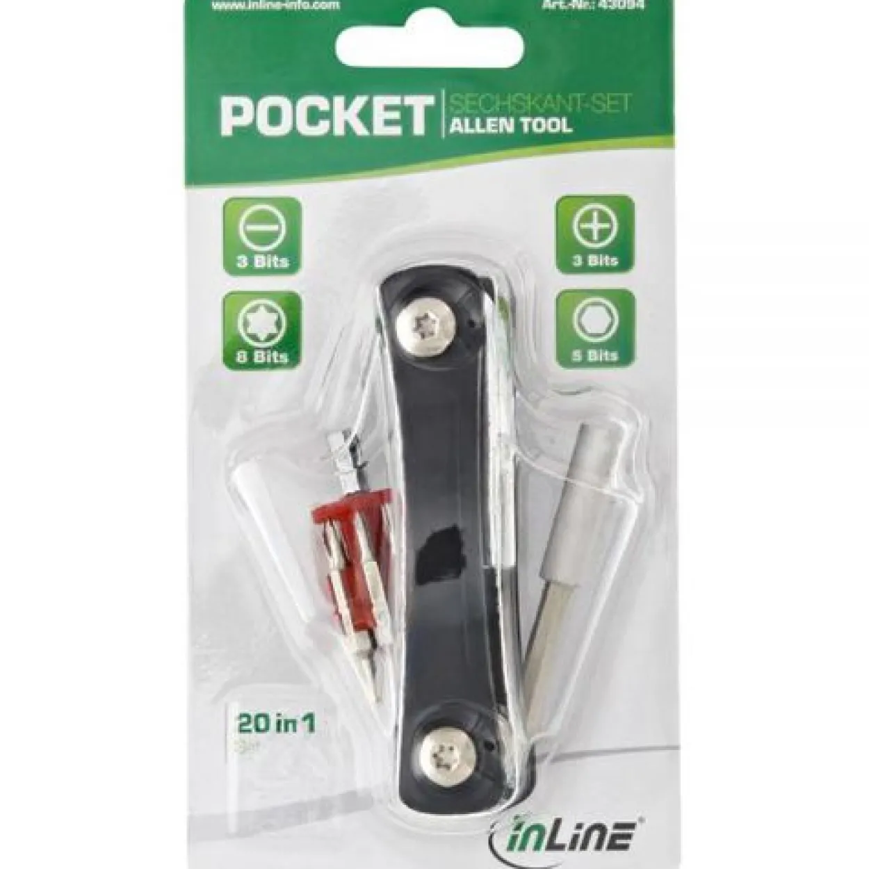 InLine Taschen Schraubendreher-Set mit Bithalter 20in1