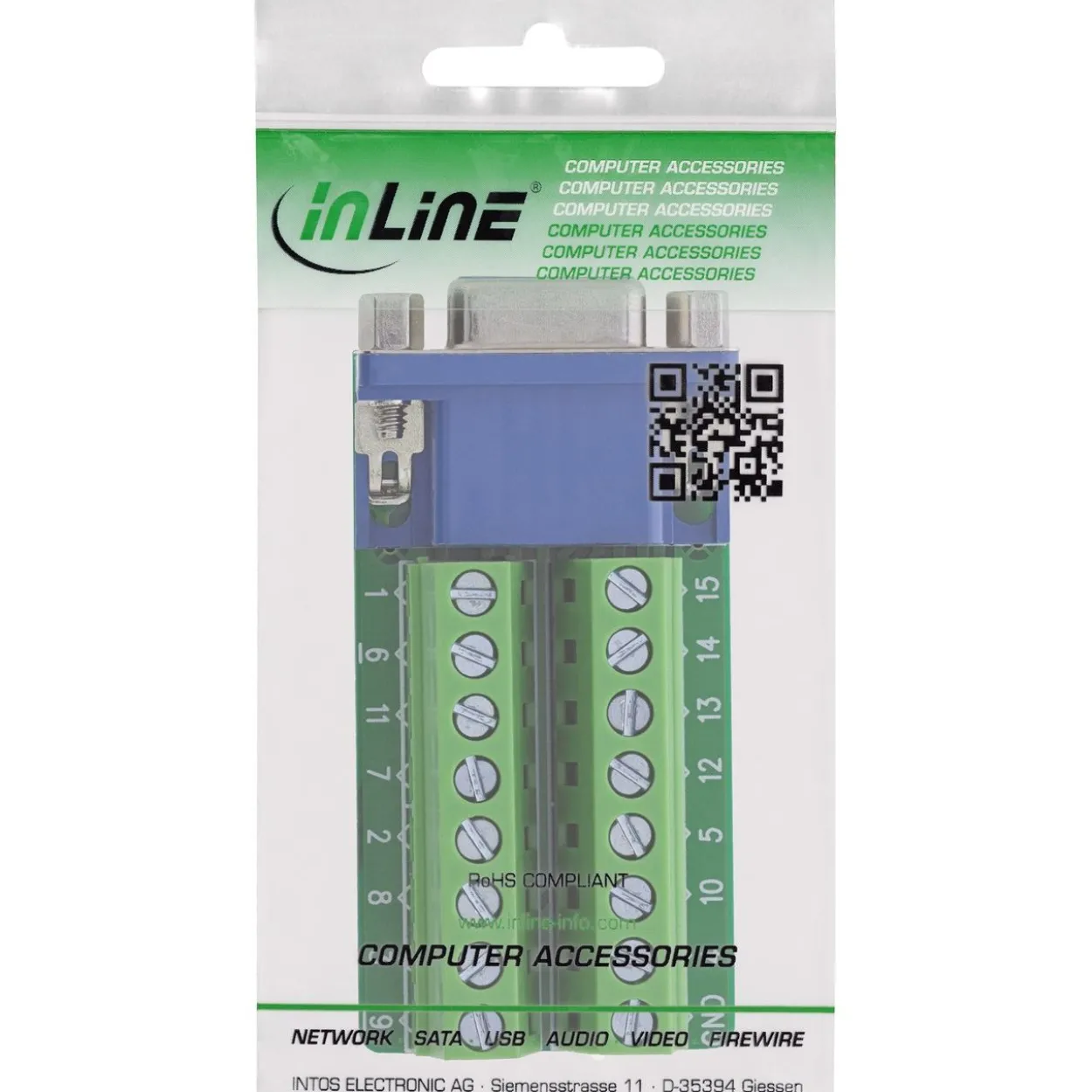 InLine Terminalblock, VGA (HD15), Buchse, 2-reihig, Schraubklemme