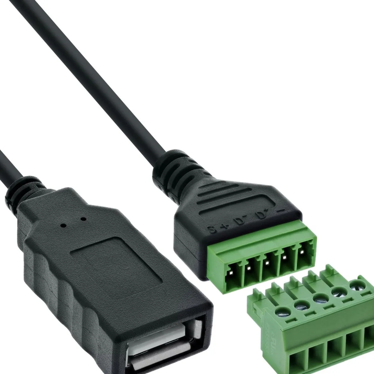 InLine USB-A Buchse an Terminalblock, 5-polig, mit Kabel