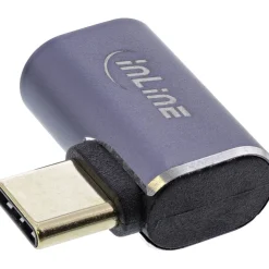 InLine USB4 Adapter, USB Typ-C Stecker/Buchse rechts/links gewinkelt, Aluminium, grau
