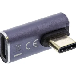 InLine USB4 Adapter, USB Typ-C Stecker/Buchse vertikal rechts/links gewinkelt, Aluminium, grau