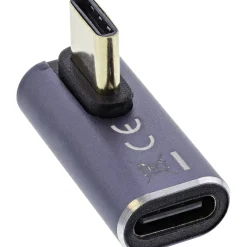 InLine USB4 Adapter, USB Typ-C Stecker/Buchse vertikal rechts/links gewinkelt, Aluminium, grau