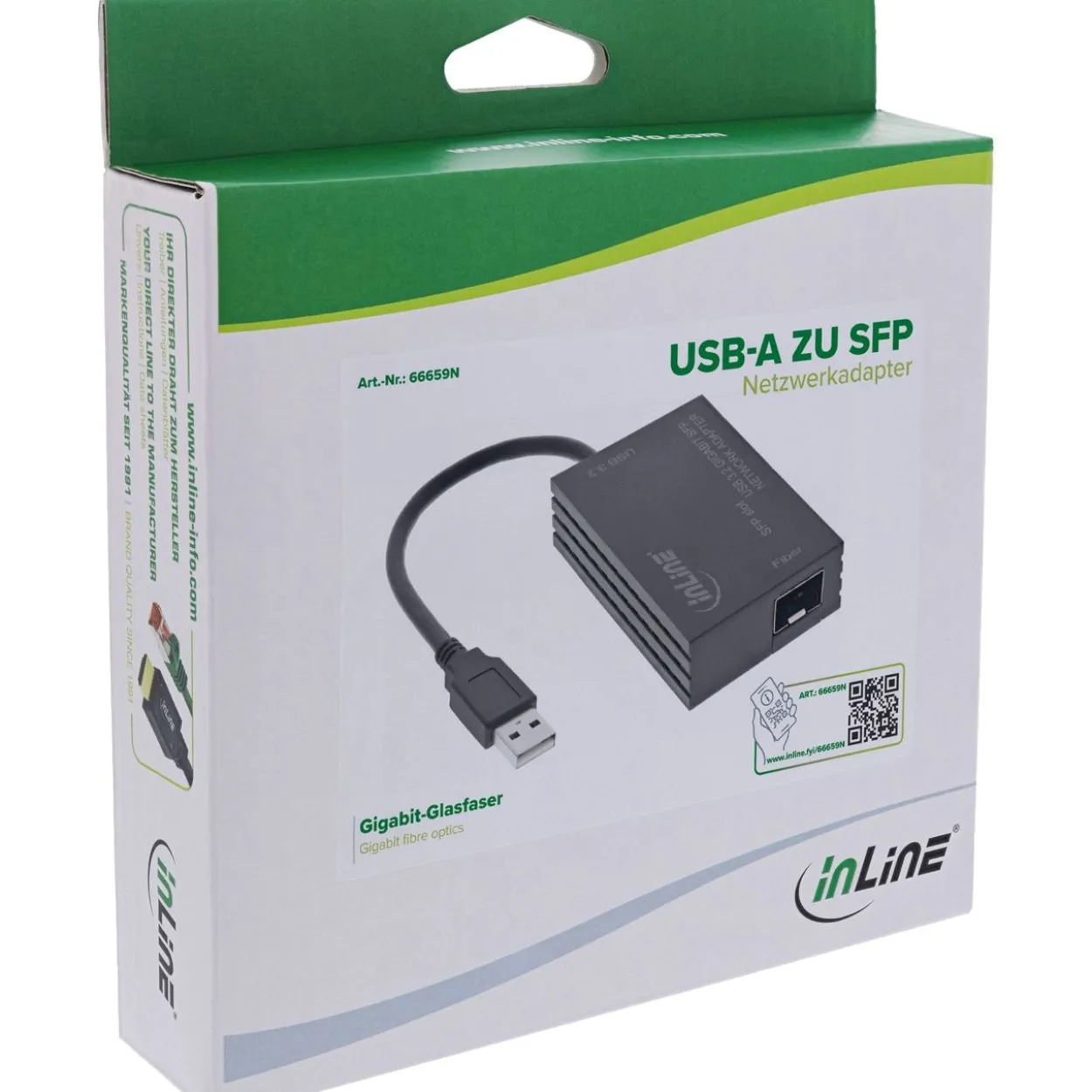 InLine USB-A zu SFP Gigabit Fiber Netzwerkadapter (10/100/1000 Mb/s)