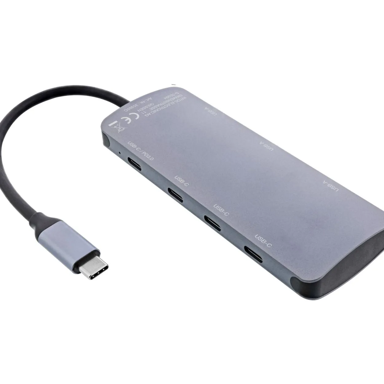 InLine USB 3.2 Gen.2 Hub, 4x USB-C + 3x USB-A, PD 100W, Aluminium, grau