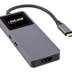 InLine USB 3.2 Gen.2 Hub, 3x USB-C, 2x USB-A, HDMI 4K, PD 100 W, Display, grau