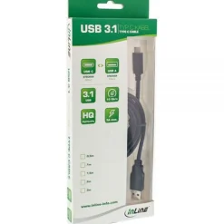 InLine USB 3.1 Kabel, Typ C Stecker an A Stecker, schwarz, 1m