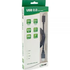 InLine USB 2.0 Kabel, Typ C Stecker an A Stecker, schwarz, 1m
