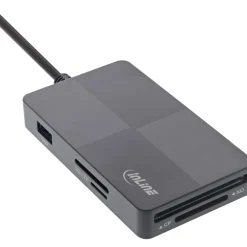 InLine USB 3.2 Multi Cardreader Hub, SD/TF/MS/XD/CF, 3-Port USB-A, Dual