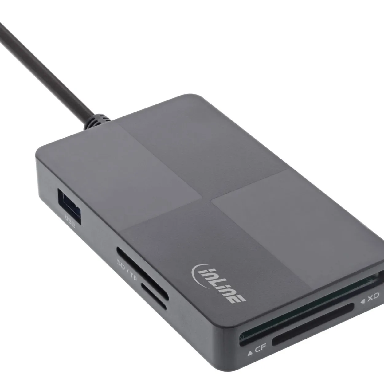 InLine USB 3.2 Multi Cardreader Hub, SD/TF/MS/XD/CF, 3-Port USB-A, Dual