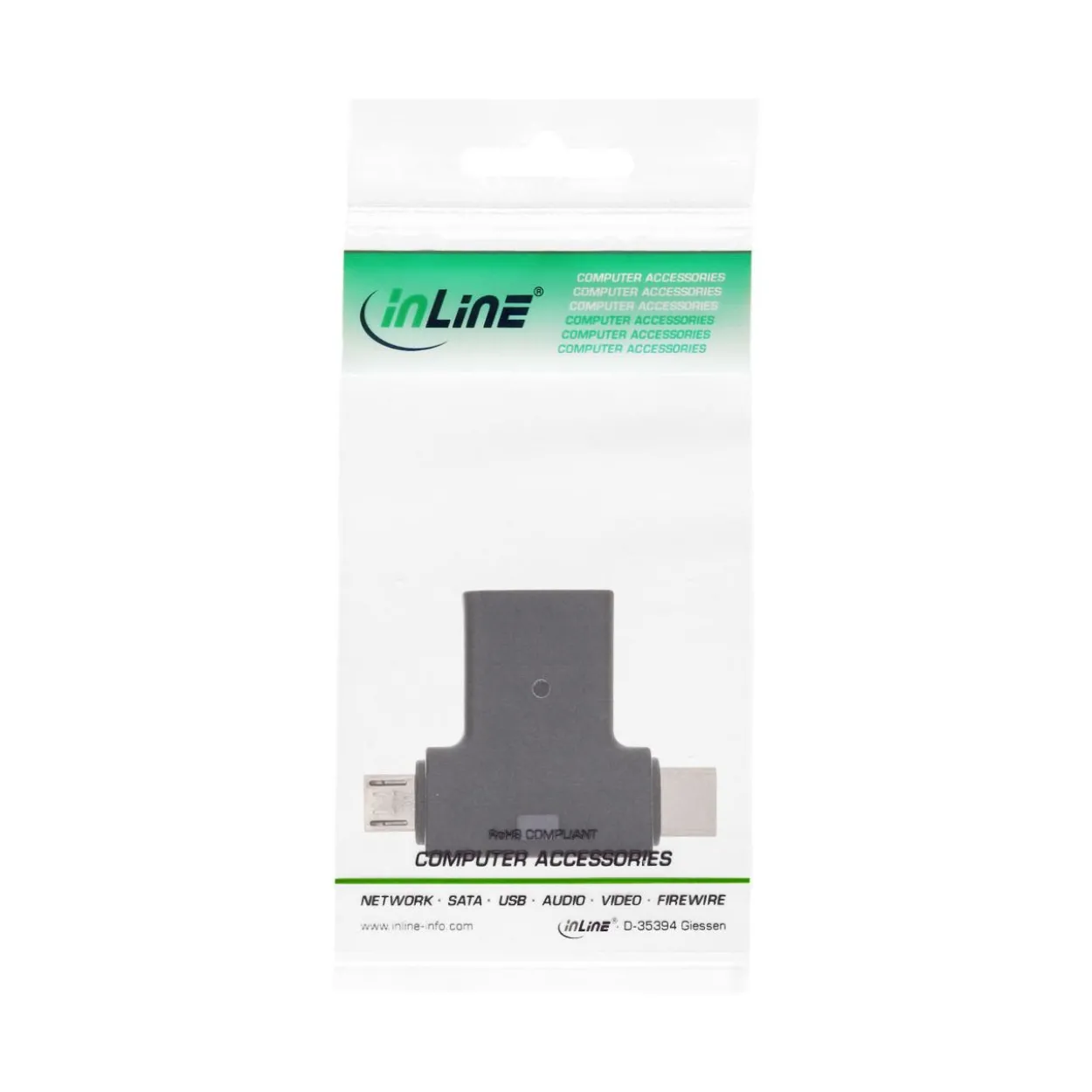 InLine USB 3.1/2.0 OTG T-Adapter, Typ C Stecker oder Micro-USB an A Buchse