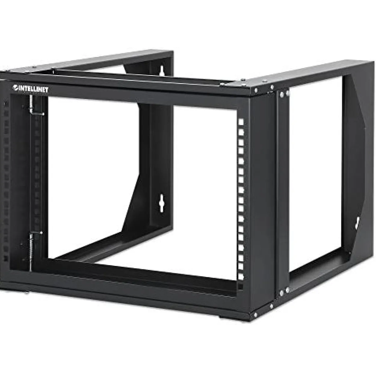 Intellinet 48,3cm 19Z Laborgestell zur Wandmontage 2 Tragschienen 6 HE Offener Schwenkrahmen 450 mm Tiefe Flatpack schwarz RAL 9004