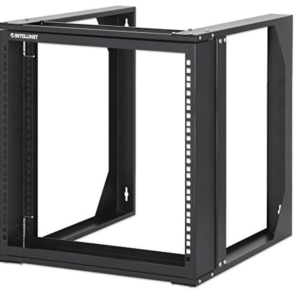 Intellinet 48,3cm 19Z Laborgestell zur Wandmontage 2 Tragschienen 9 HE Offener Schwenkrahmen 450 mm Tiefe Flatpack schwarz RAL 9004