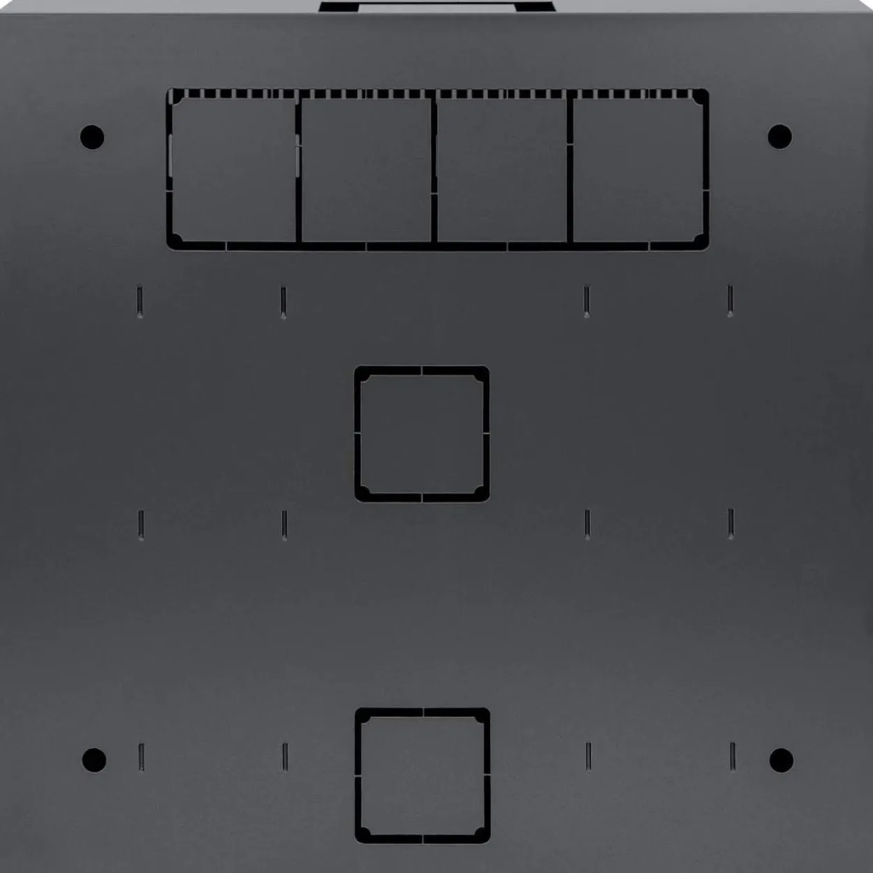 INTELLINET Flacher 48,3cm 19Zoll Wandverteiler mit Montageschienen 4 HE Horizontal und 2 HE Vertikal 170mm tief schwarz RAL7021