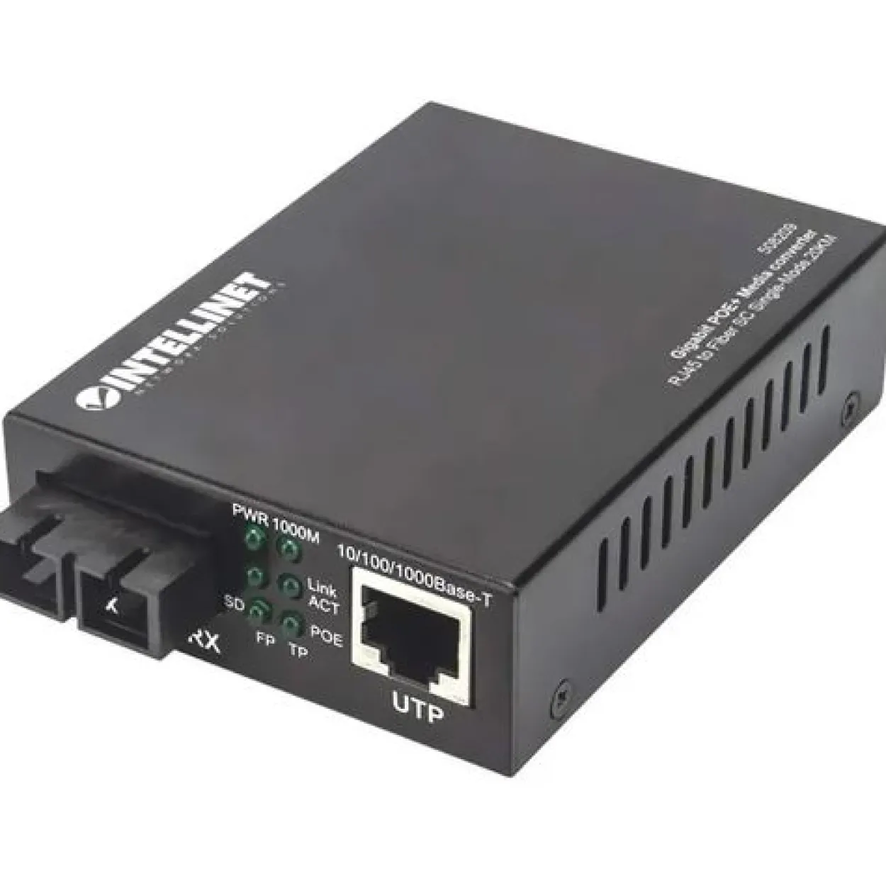 Intellinet Gigabit PoE + Medienkonverter SC Singlemode 20km