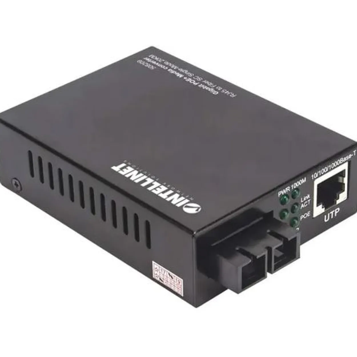 Intellinet Gigabit PoE + Medienkonverter SC Singlemode 20km