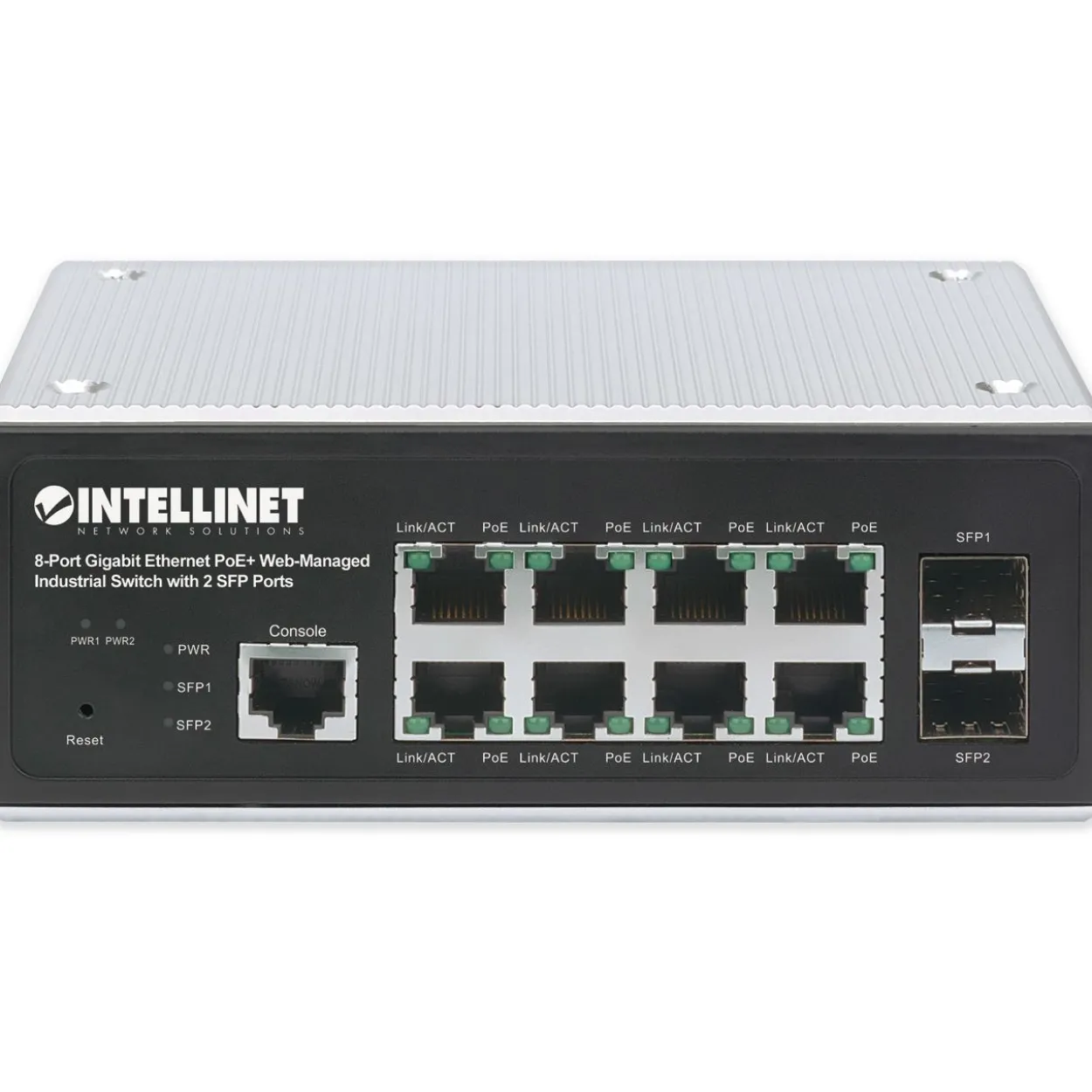 Intellinet 8-Port Gb PoE+ Web-Managed Industrie-Switch 2xSFP