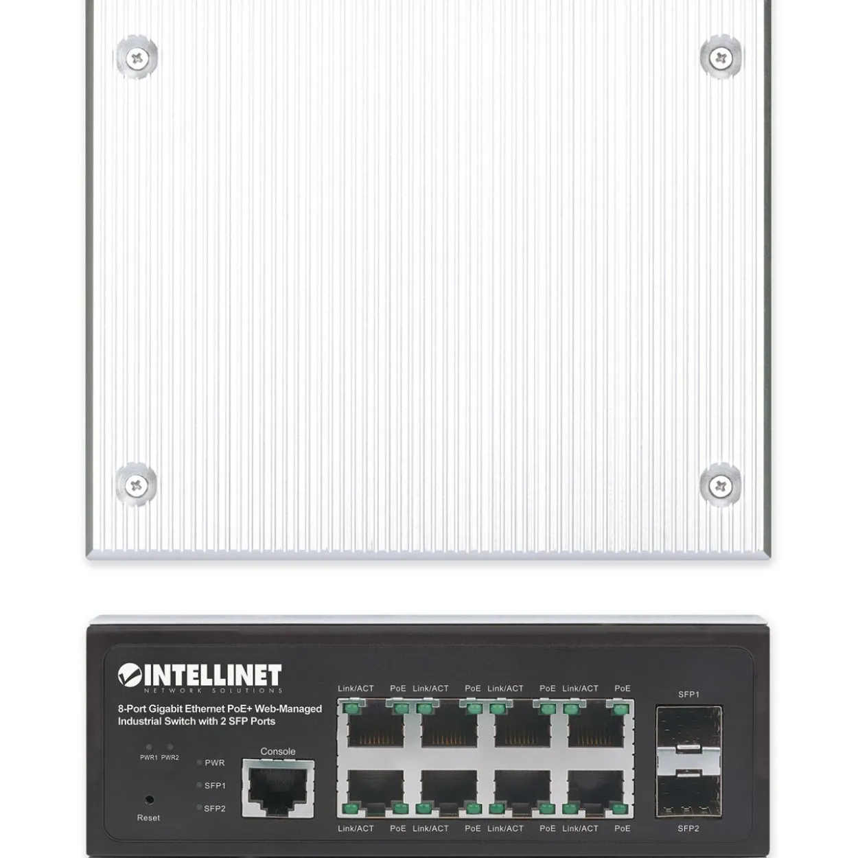 Intellinet 8-Port Gb PoE+ Web-Managed Industrie-Switch 2xSFP