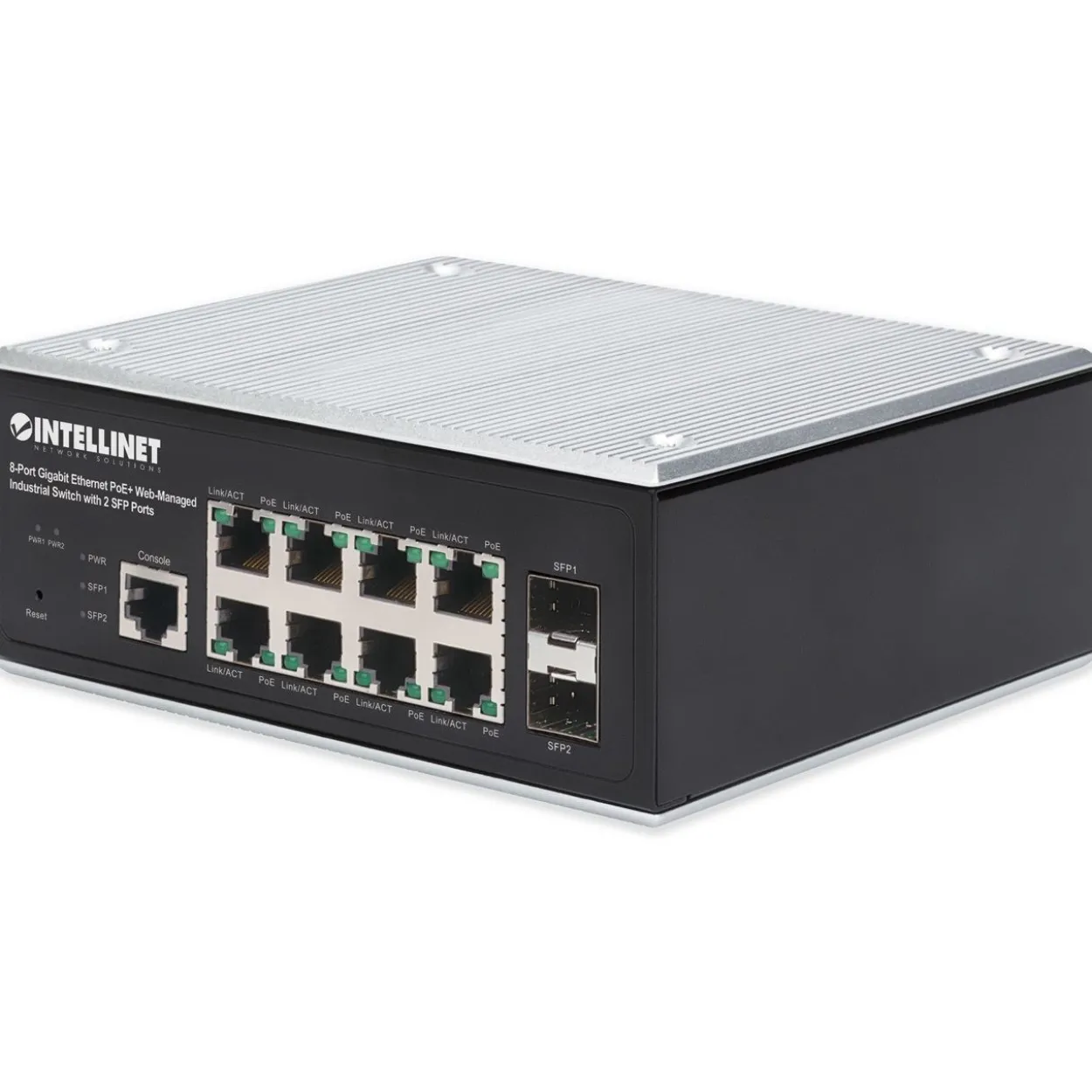 Intellinet 8-Port Gb PoE+ Web-Managed Industrie-Switch 2xSFP