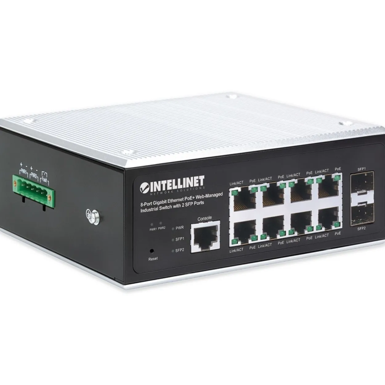 Intellinet 8-Port Gb PoE+ Web-Managed Industrie-Switch 2xSFP