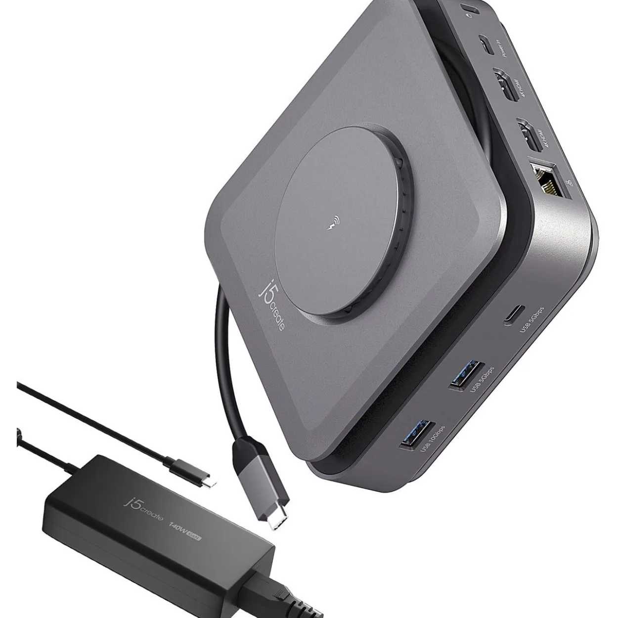 J5CREATE USB-C DOCK DUAL 4K HDMI GAN 140W PD3.1 POWER ADAPTER