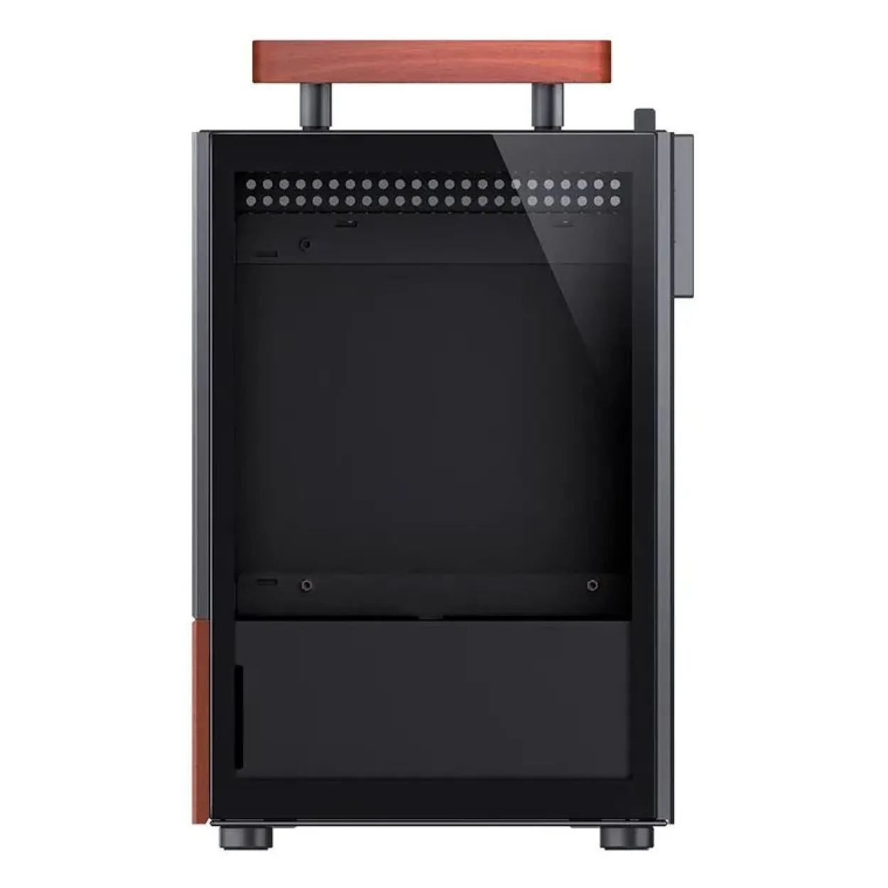 Jonsbo T6 PC Gehäuse, Mini-Tower, Mini-ITX, Tempered Glass, Holz - schwarz