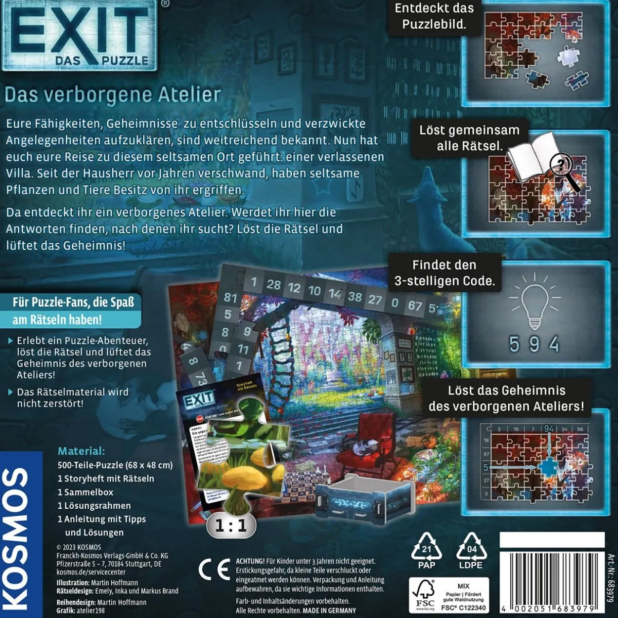 Kosmos EXIT - Das Puzzle: Das verborgene Atelier (500 Teile)