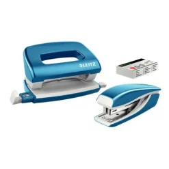 LEITZ Locher und Heftgeräte Set NeXXt WOW blau-metallic