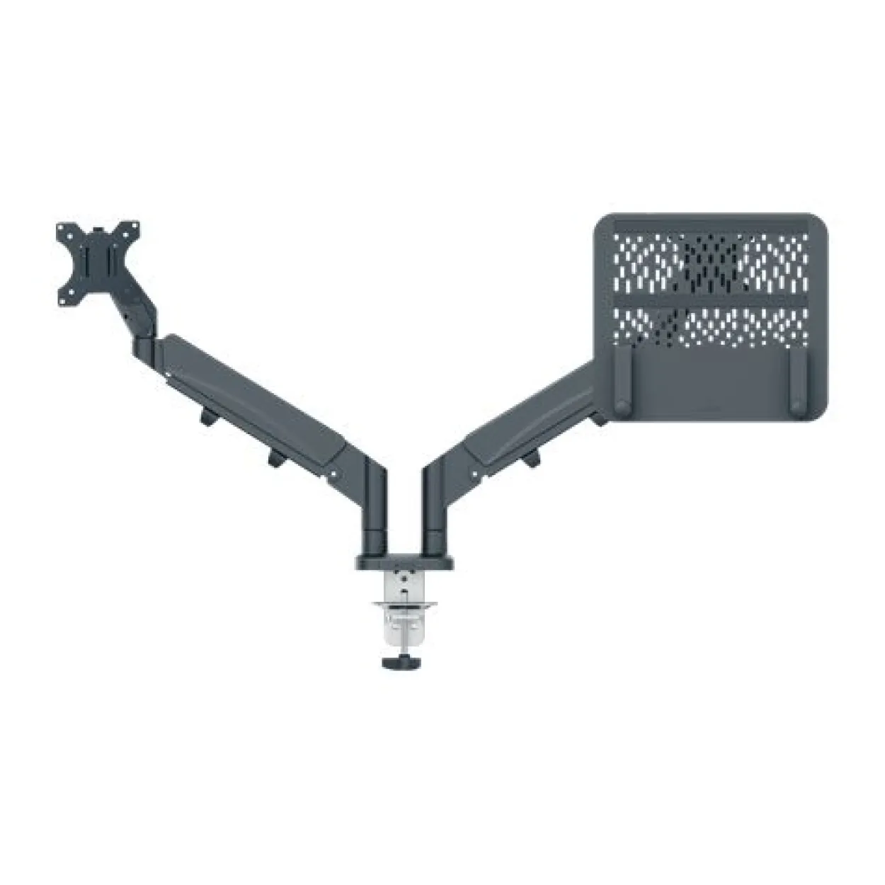 LEITZ Notebook-Monitor-Halterung Ergo 65380089 dunkelgrau für 1 Monitor und 1 Notebook, Tischklemme