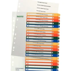 LEITZ Ordnerregister DIN A4 Vollformat, Überbreite 1-20 farbig 20-teilig, 1 Satz