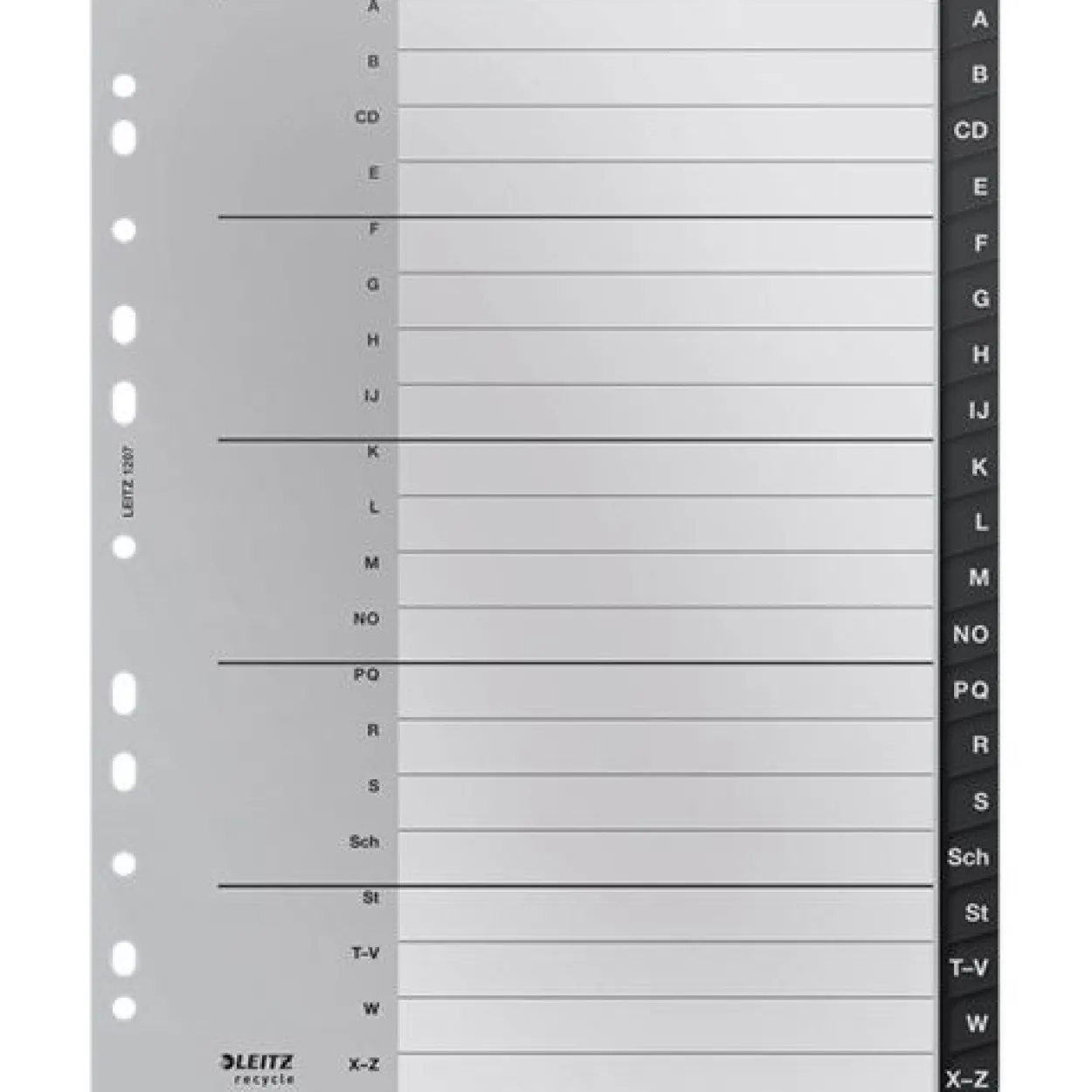 LEITZ Ordnerregister recycle 1207 Vollformat, Überbreite A-Z schwarz 20-teilig, 1 Satz