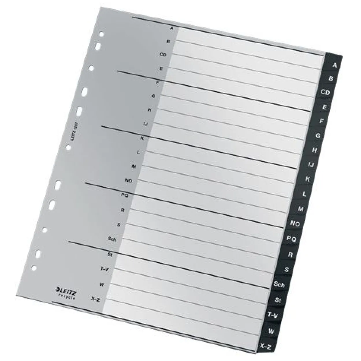 LEITZ Ordnerregister recycle 1207 Vollformat, Überbreite A-Z schwarz 20-teilig, 1 Satz