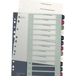 LEITZ Ordnerregister Style DIN A4+ Vollformat, Überbreite 1-12 farbig 12-teilig, 1 Satz