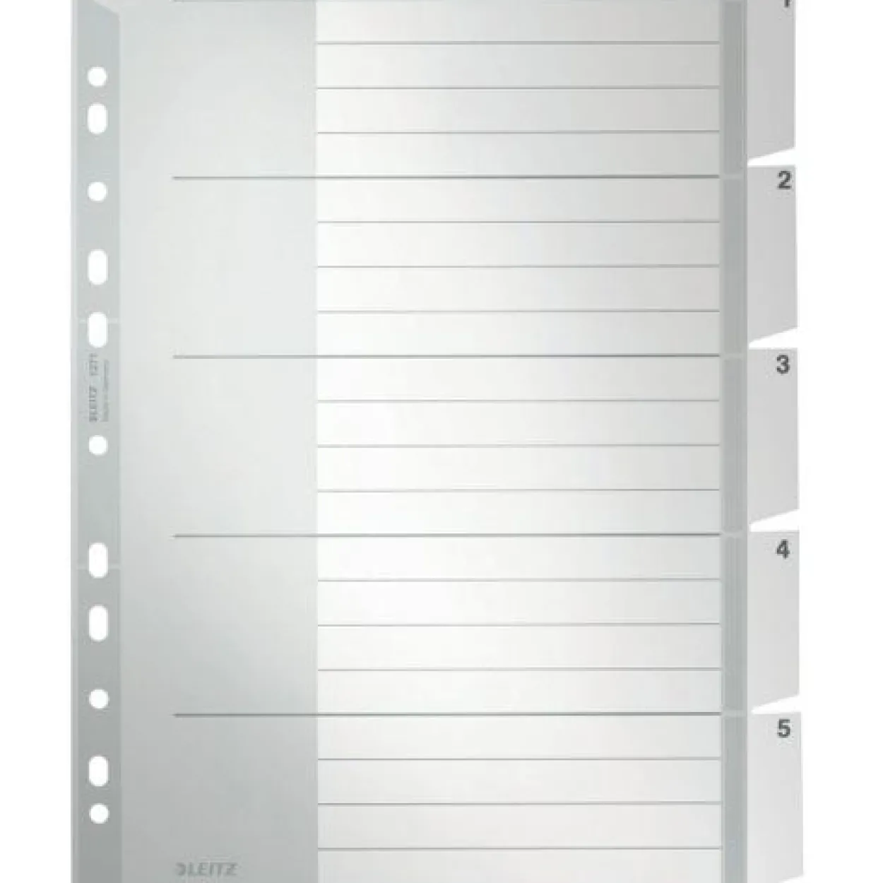 LEITZ Ordnerregister Vollformat, Überbreite 1-5 grau-weiß 5-teilig, 1 Satz