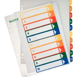 LEITZ Ordnerregister 1293 Vollformat, Überbreite 1-10 farbig 10-teilig, 1 Satz