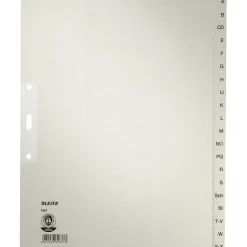 LEITZ Ordnerregister 1201 Vollformat, Überbreite A-Z grau 20-teilig, 10 Satz