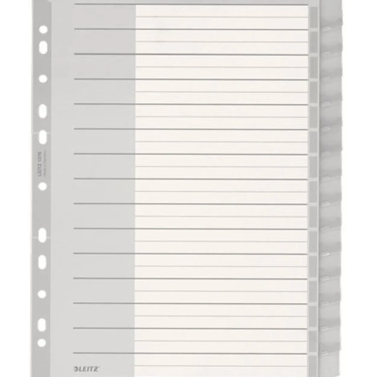 LEITZ Ordnerregister 1276 Vollformat, Überbreite blanko grau 15-teilig, 1 Satz