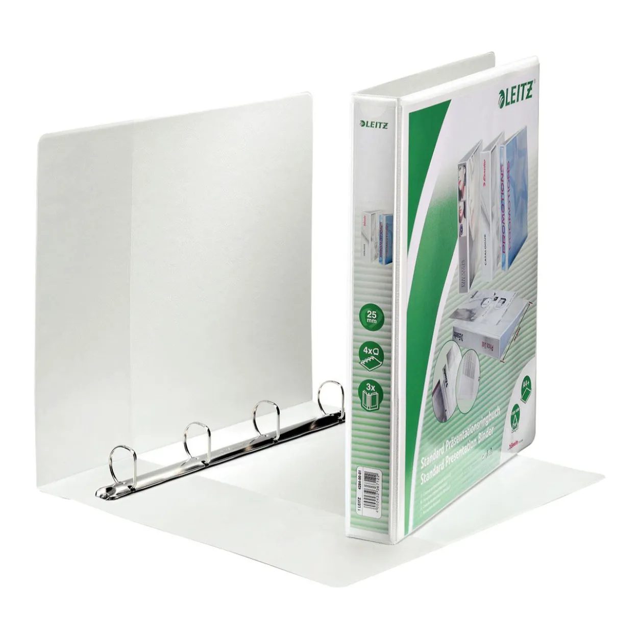 LEITZ 6 Präsentationsringbücher 4-Ringe weiß 4,4 cm DIN A4