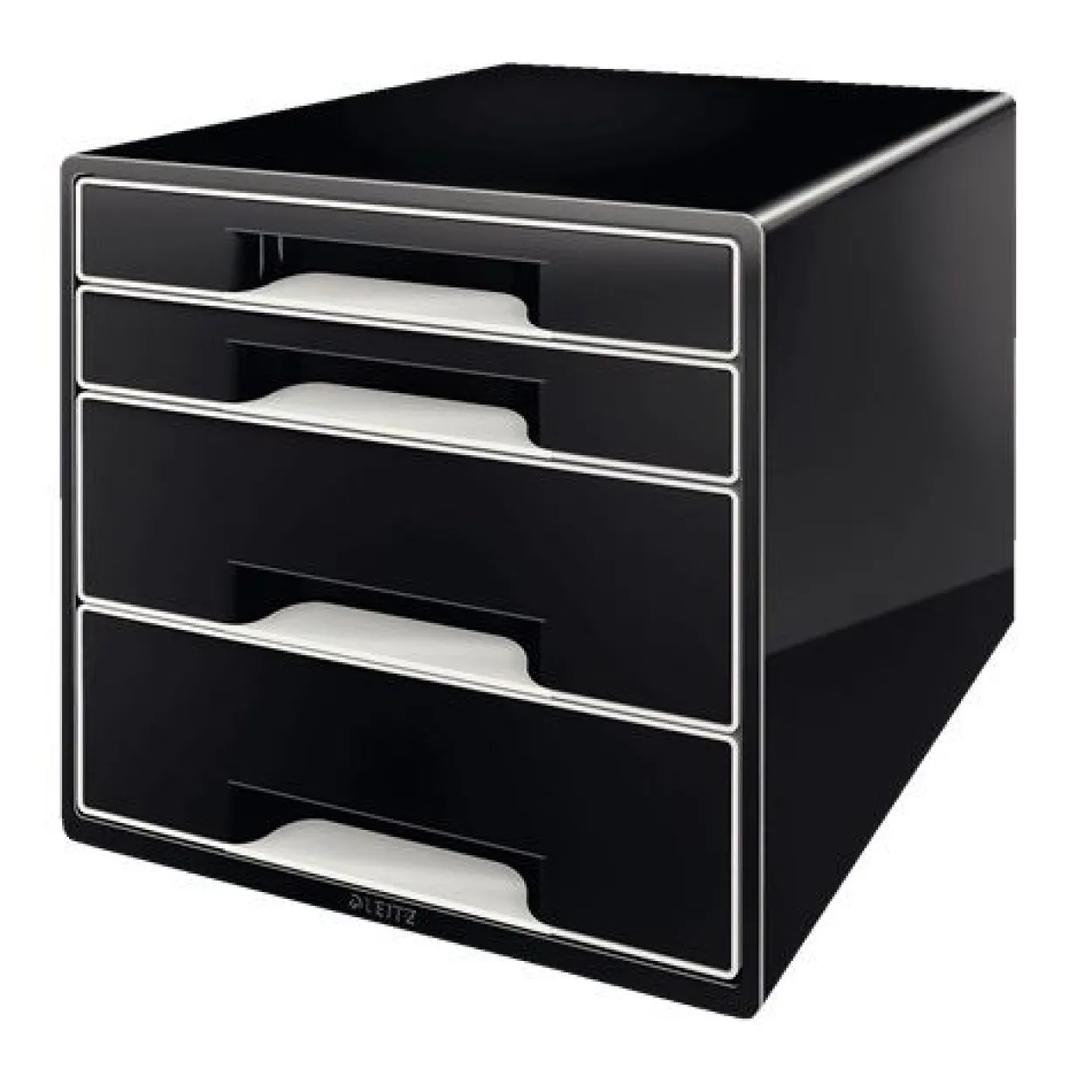 LEITZ Schubladenbox CUBE Duo Colour schwarz/grau 52521095, DIN A4 mit 4 Schubladen