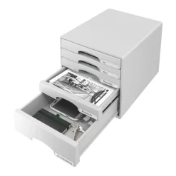 LEITZ Schubladenbox Plus grau 52110085, DIN A4 mit 5 Schubladen