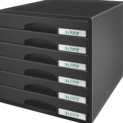 LEITZ Schubladenbox Plus schwarz 52120095, DIN A4 mit 6 Schubladen