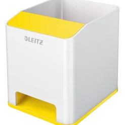 LEITZ Stiftehalter WOW Duo Colour perlweiß/gelb Polystyrol 2 Fächer 9,0 x 10,1 x 10,0 cm