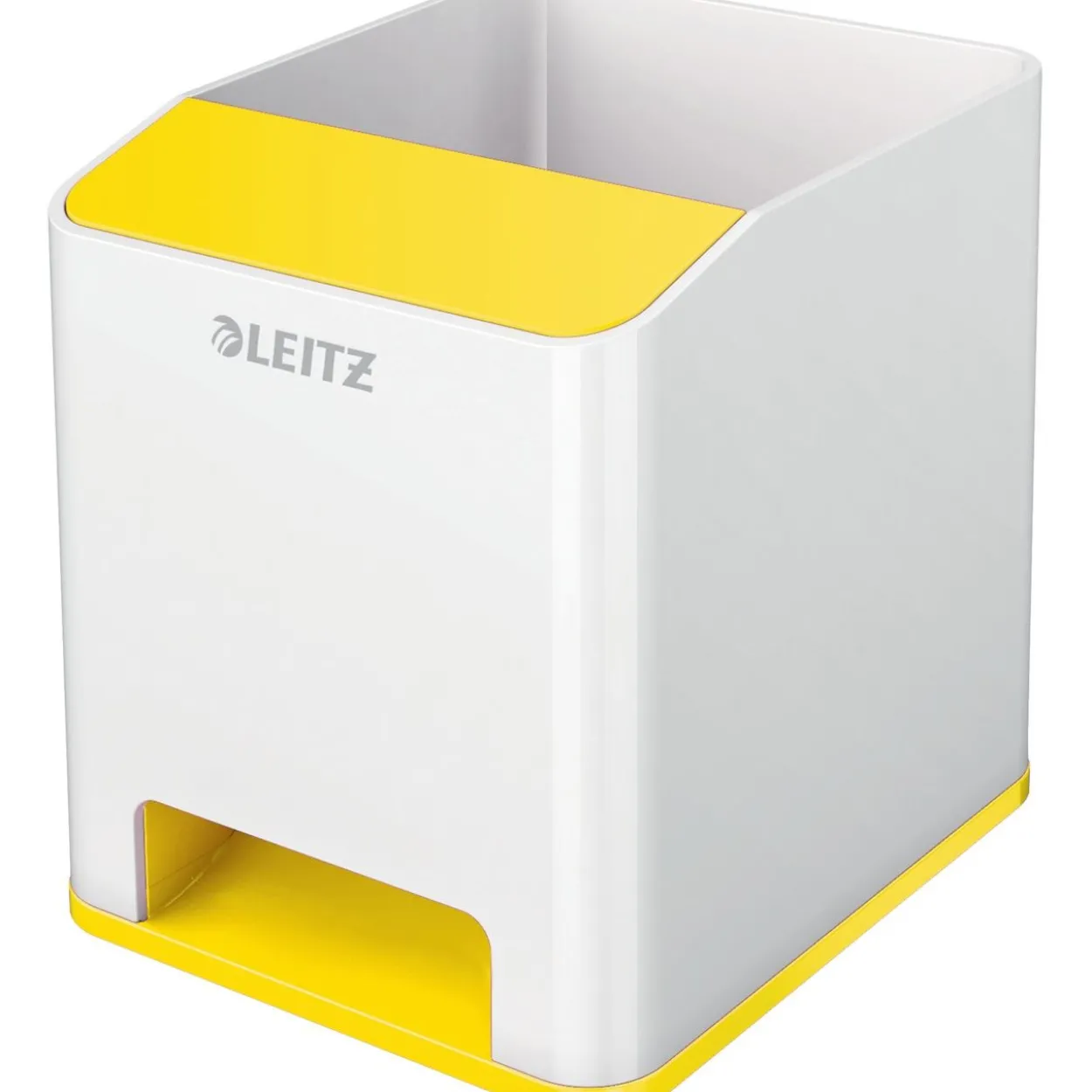 LEITZ Stiftehalter WOW Duo Colour perlweiß/gelb Polystyrol 2 Fächer 9,0 x 10,1 x 10,0 cm