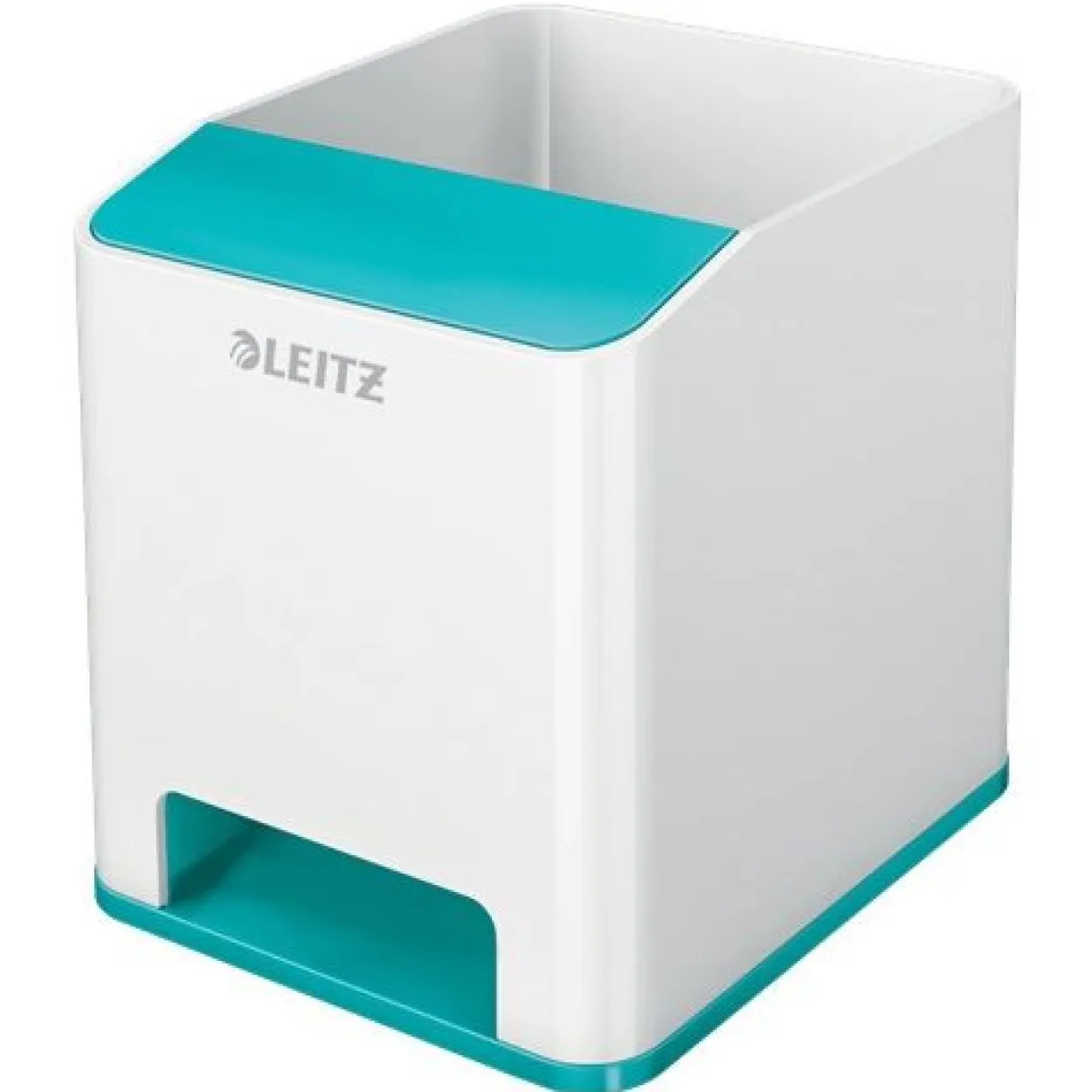 LEITZ Stiftehalter WOW Duo Colour perlweiß/eisblau Polystyrol 2 Fächer 9,0 x 10,1 x 10,0 cm