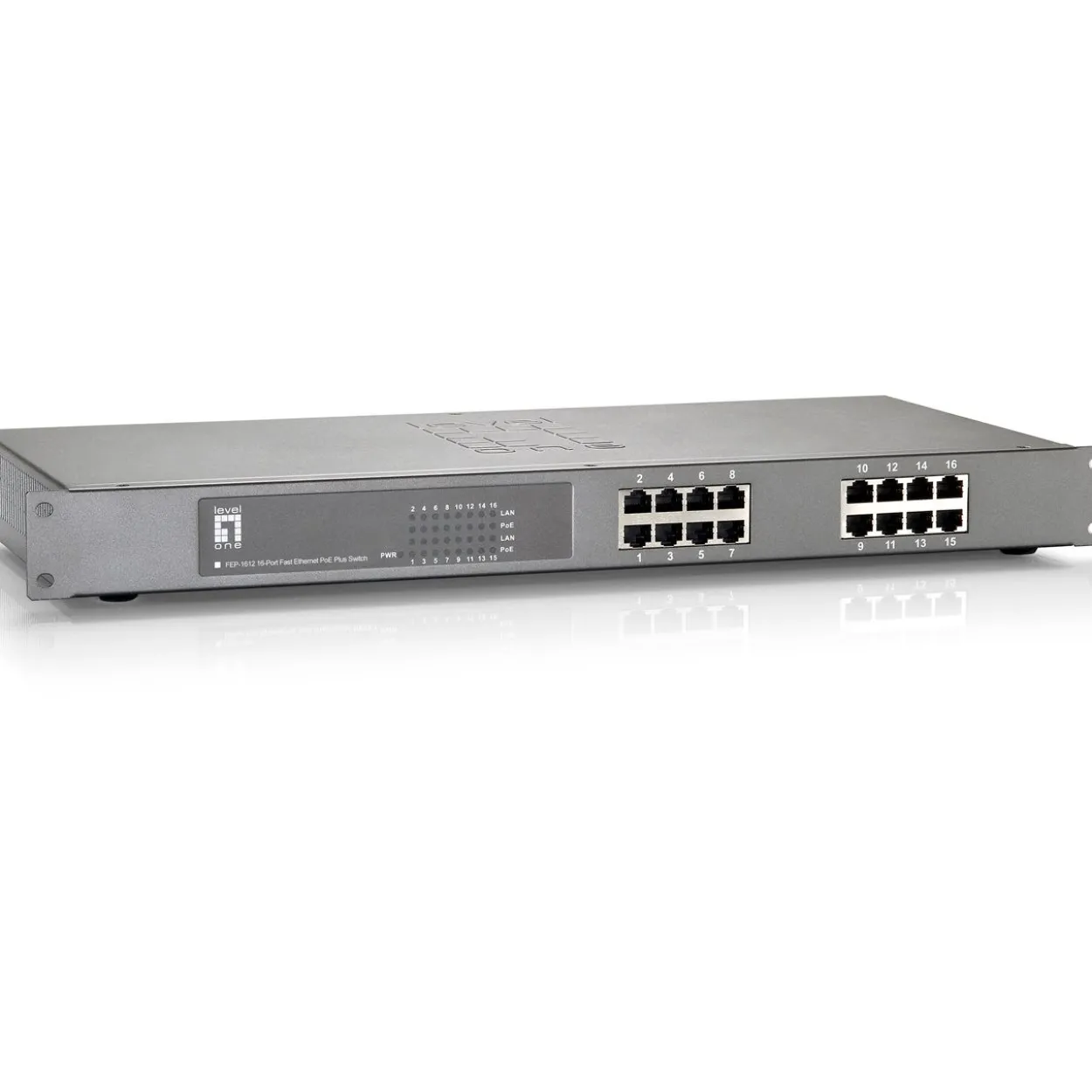 LevelOne Switch 16x FE PoE, 802.3at PoE+ 150 W