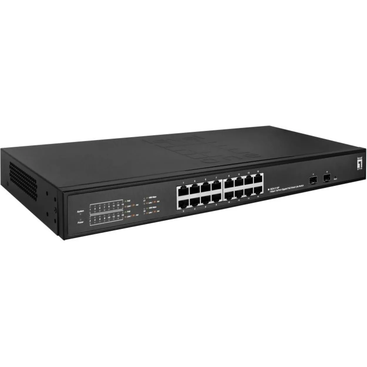 LevelOne Switch 16x GE GES-2118P 2xGSFP 19" 230W 16xPoE+
