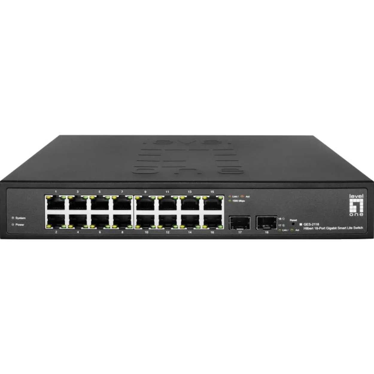 LevelOne Switch 16x GE GES-2118 2xGSFP 19" Hilbert