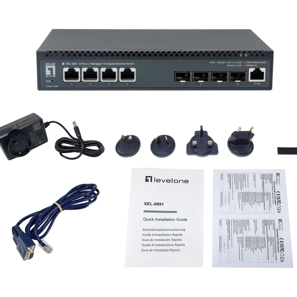 LevelOne Switch 4x10GE/4x10GSFP+ 19" Managed L3