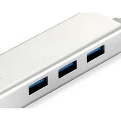 LevelOne USB-C 4-Port USB3.0(3x)+ Gbit(1x) LAN Port, silber