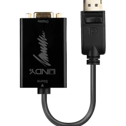 Lindy Displayport Adapter aktiv Displayport Stecker auf VGA 15pol Stecker Schwarz mit Arretierung / vergoldete Stecker