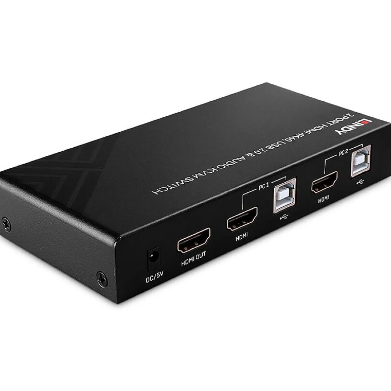 Lindy 2 Port KVM Switch HDMI 4K60, USB 2.0 & Audio